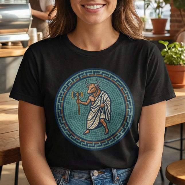 Greek Minotaur Mosaic T-Shirt | Mythology Labyrinth Axe Tee | Comfort Colors