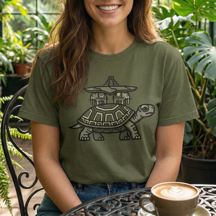 World Turtle Mayan Temple T-Shirt | Ancient Mythology Graphic Tee