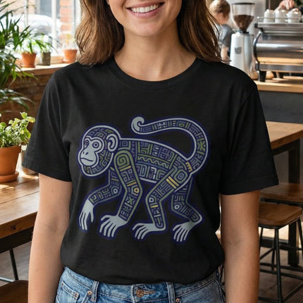 Mayan Monkey T-Shirt | Tribal Geometric Symbol Ancient Art Tee