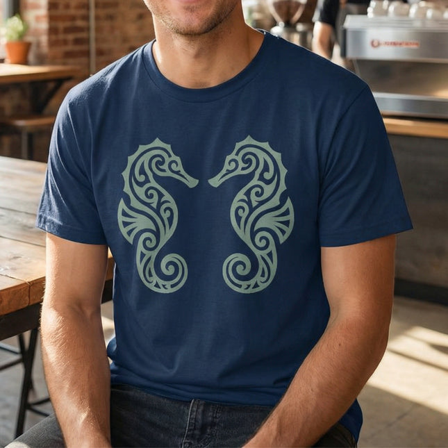 Tribal Seahorses T-Shirt | Ornate Marine Life Design Unisex Unisex Tee