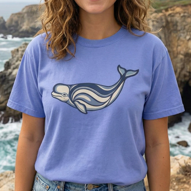 Inuit Inspired Beluga Whale T-Shirt | Indigenous Art Marine Graphic