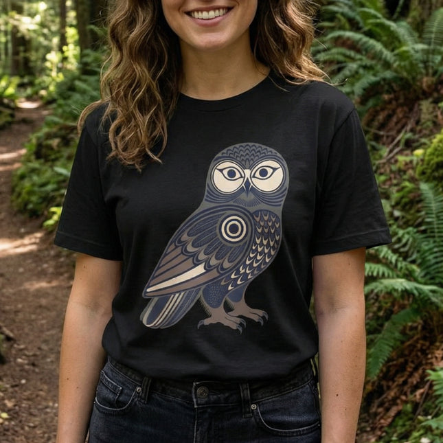 Inuit Inspired Owl T-Shirt | Geometric Tribal Bird Graphic | Comfort Colors