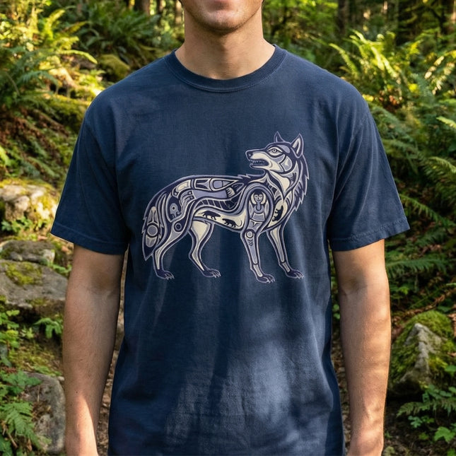 Inuit Inspired Wolf Symbol T-Shirt | Tribal Animal Graphic Tee