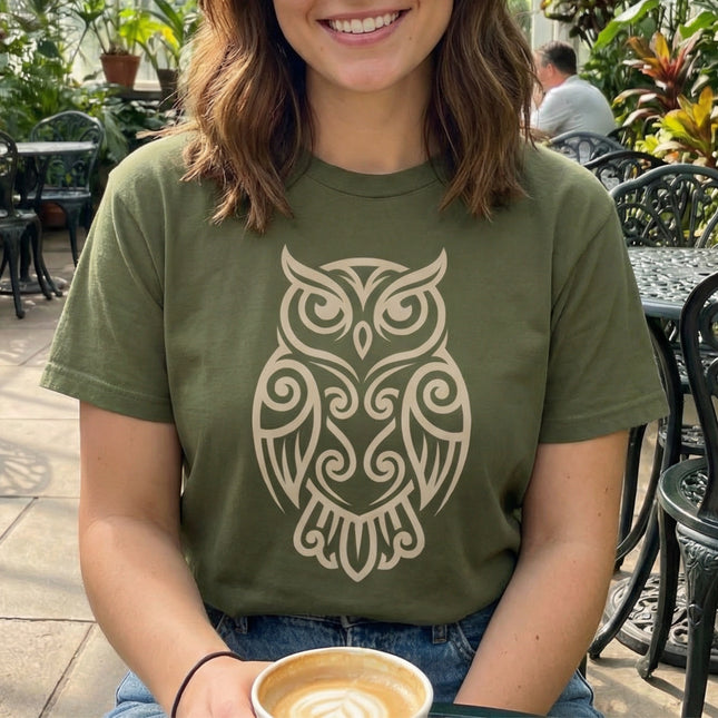 Tribal Owl T-Shirt | Intricate Celtic Knot Wisdom Unisex Unisex Tee