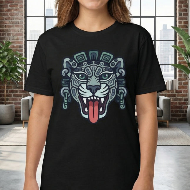 Mayan Jaguar Head T-Shirt | Ancient Tribal Mesoamerican Art | Comfort Colors