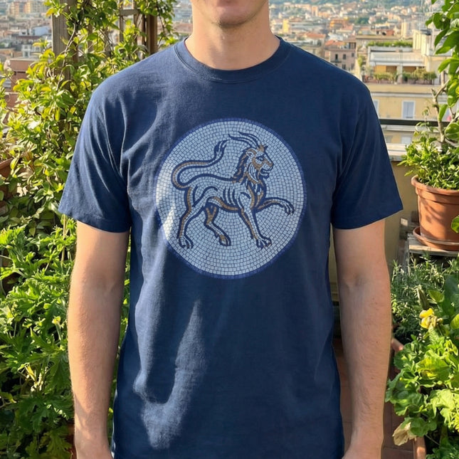 Ancient Mosaic Chimera T-Shirt | Mythological Blue Lion-Goat Unisex Unisex Tee