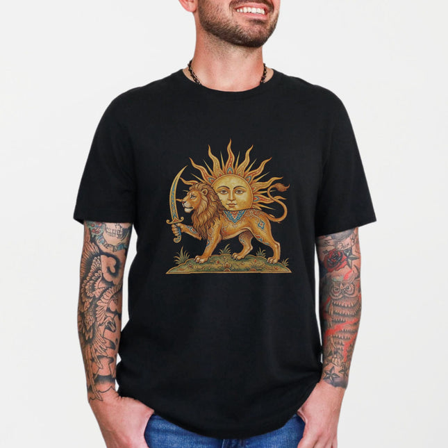 Lion and Sun T-Shirt | Shir-o-Khorshid Persian Iranian Heritage Symbol