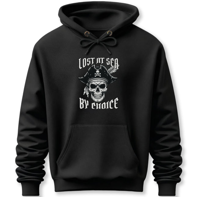 Lost At Sea By Choice Pirate Skull Hoodie, Nautical Rebel Freedom Pullover Hoodie