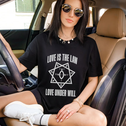 Star of Babalon Sacred Geometry T-Shirt | Thelema Love Is The Law Tee Shirt
