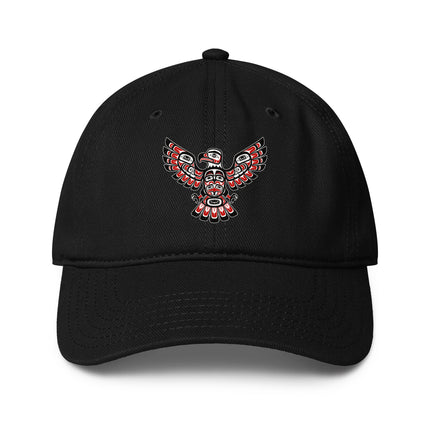 Pacific Northwest Formline eagle print baseball cap featuring cultural art design.