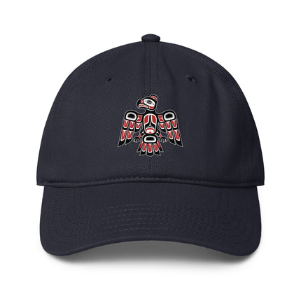 Formline Raven print baseball cap featuring Northwest Coast art design.
