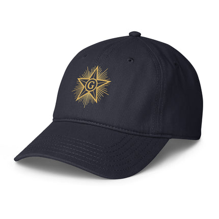 Masonic Blazing Star symbols baseball cap for Freemason gifts.