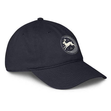 Celtic hare and moon pagan folklore baseball cap with DTF print.
