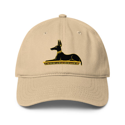 Anubis Egyptian god baseball cap with ancient mythology print.