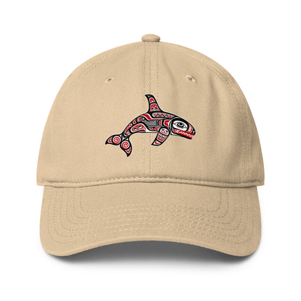Formline Orca print baseball cap, featuring Northwest Coast culture design.
