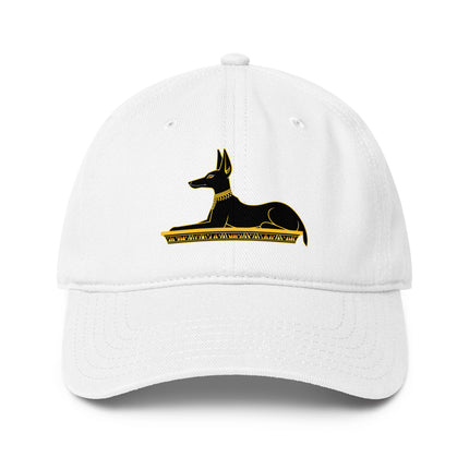 Anubis Egyptian god baseball cap with ancient mythology print.