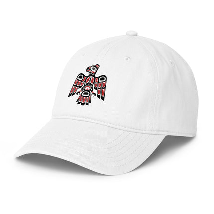 Northwest Coast Formline Raven art baseball cap featuring detailed DTF print.