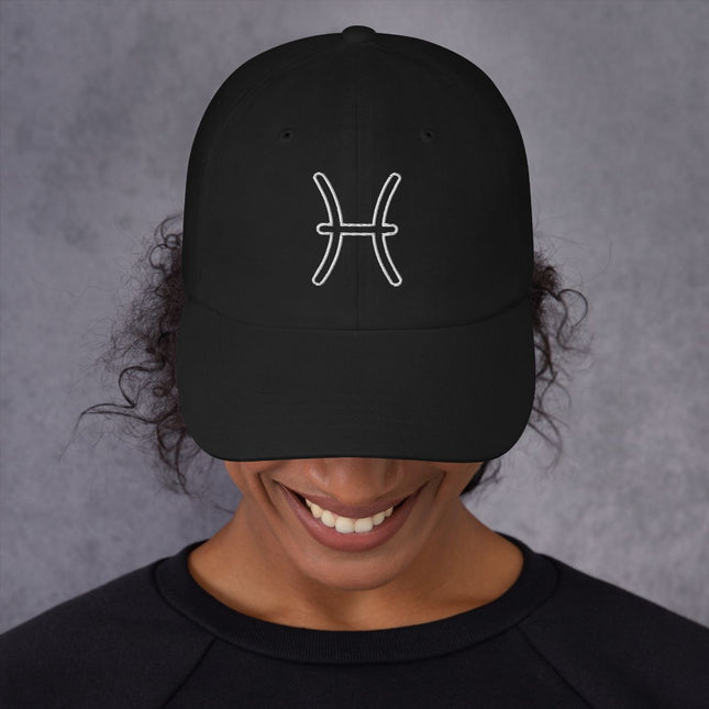 Pisces Outline Baseball Cap | Zodiac Astrological Sign Embroidered Hat