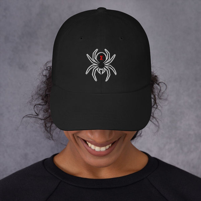 Black Widow Spider Hat | Gothic Embroidered Unstructured Baseball Cap