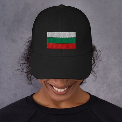 Embroidered Bulgarian flag baseball cap featuring the national colors of Bulgaria.