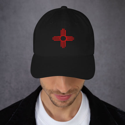 New Mexico Zia Sun embroidered southwest baseball cap for men.