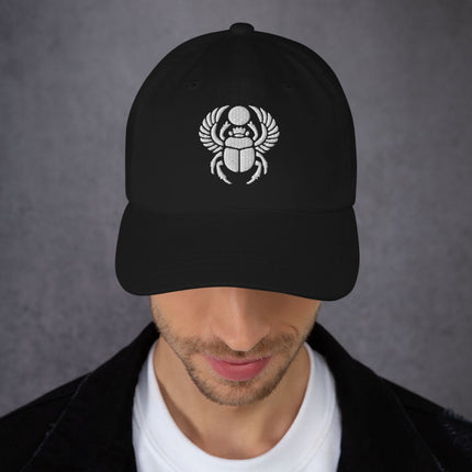 Khepri Scarab Beetle With Sun Embroidered Dad Hat | Egyptian Symbol Cap