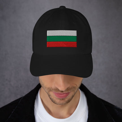 Bulgarian flag embroidered baseball cap featuring the national colors of Bulgaria.
