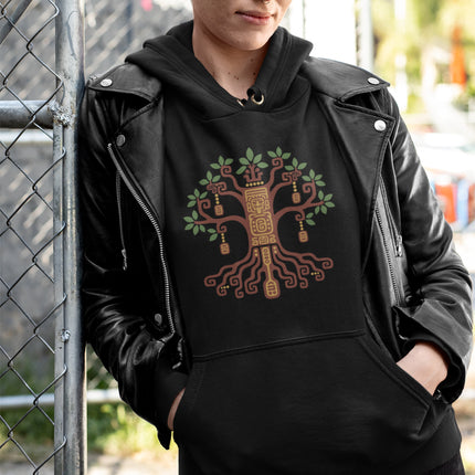 Maya Ceiba Tree Hoodie | Branches, Roots, and Geometric Motifs