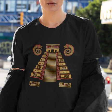 Mayan Pyramid T-Shirt | Gold Stepped Temple with Serpents Tee