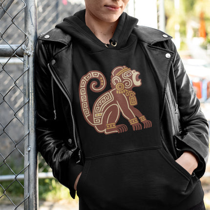 Mayan Howler Monkey Hoodie | Curled Tail Animal Hooded Sweatshirt