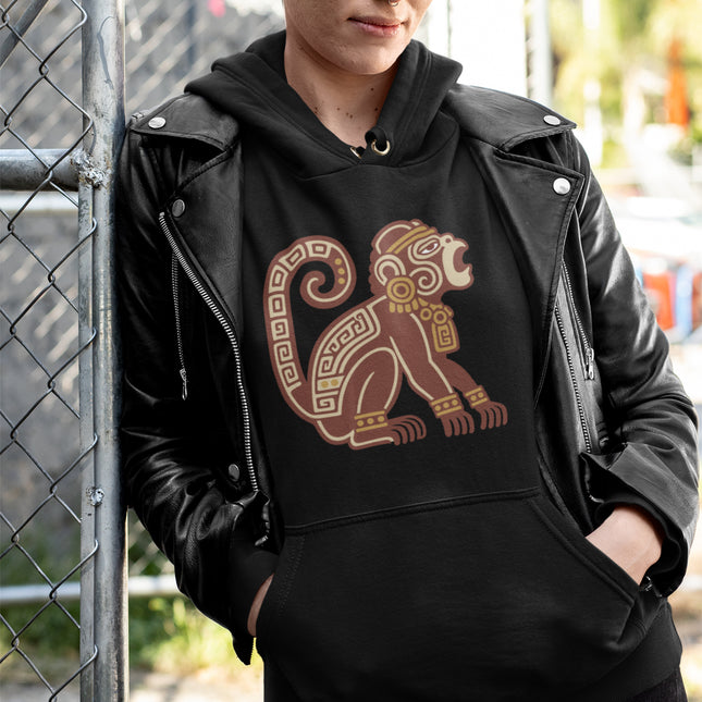 Mayan Howler Monkey Hoodie | Curled Tail Animal Hooded Sweatshirt