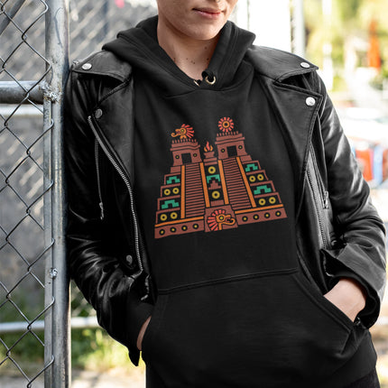 Aztec Temple Hoodie | Twin Stairways and Geometric Pyramid Art