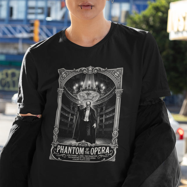Phantom of the Opera gothic tee featuring dramatic chandelier and theatrical art design.