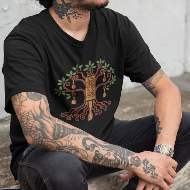 Mesoamerican Mayan Ceiba Tree graphic tee featuring the world tree design.