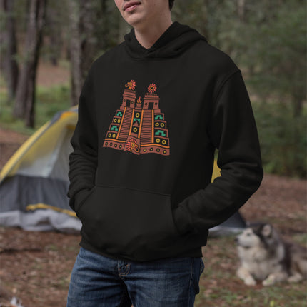 Aztec Temple Hoodie | Twin Stairways and Geometric Pyramid Art