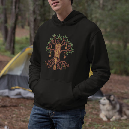 Maya Ceiba Tree Hoodie | Branches, Roots, and Geometric Motifs