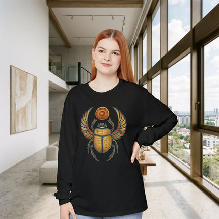 Winged Khepri Scarab Long Sleeve T-Shirt | Egyptian God Graphic Tee