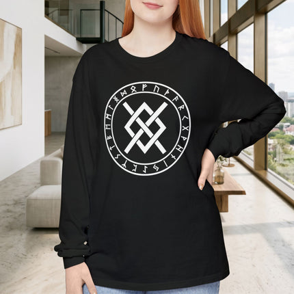 Gungnir Rune Circle T-Shirt | Odin's Spear Emblem Long Sleeve Tee
