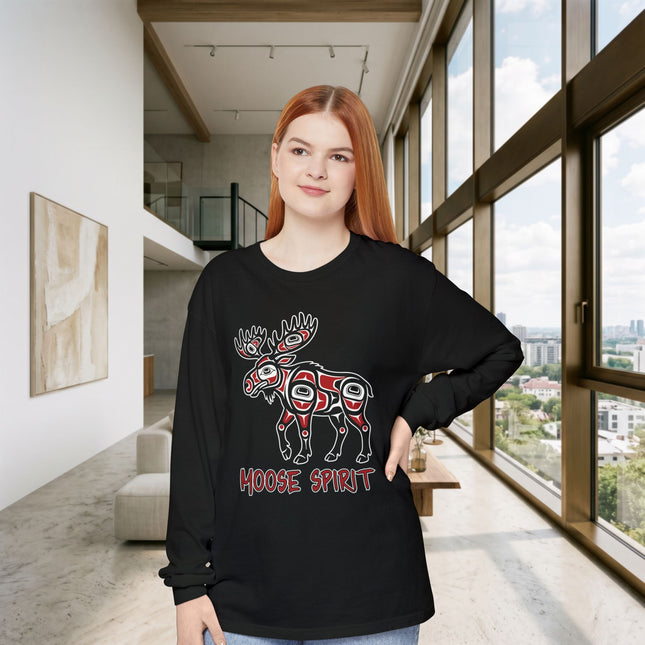 Moose Spirit Long Sleeve T-Shirt | Formline Animal Graphic Tee