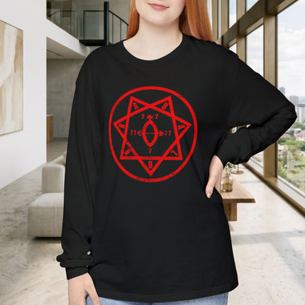 Star of Babalon T-Shirt | Red Thelemic Emblem Long Sleeve Tee