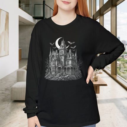 Haunted House T-Shirt | Gothic Horror Mansion Long Sleeve Tee