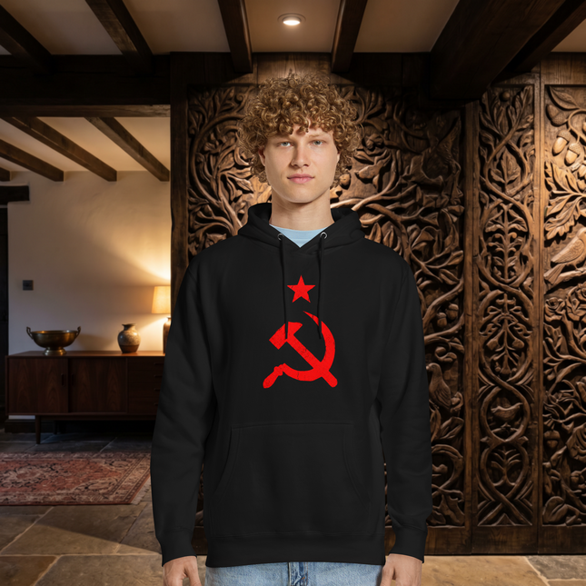 Sweat à Capuche Marteau et Faucille Rouge Vieilli | Sweat à Capuche Pull-Over Symbole Communiste URSS