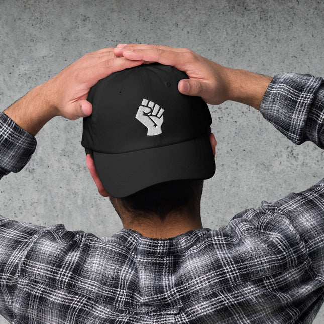 Socialist Fist Dad Hat | Worker Solidarity Symbol Embroidered Cap