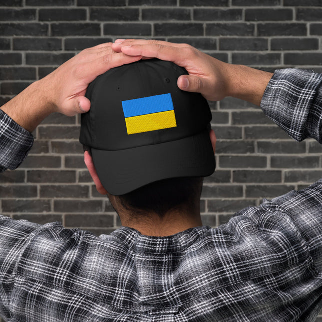 Ukrainian Flag Embroidered Black Baseball Cap | Support Ukraine Hat