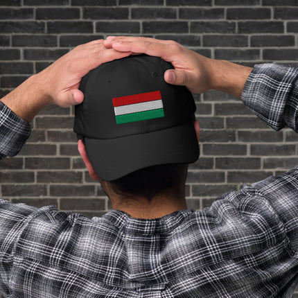 Embroidered Hungarian flag baseball cap for showing national pride and country spirit.