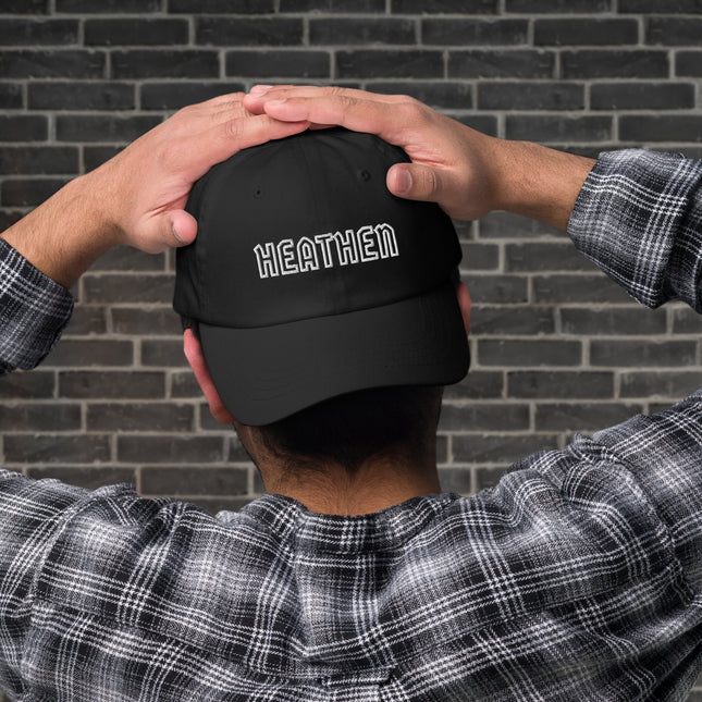 Heathen Embroidered Text Dad Hat | Unstructured Cotton Baseball Cap