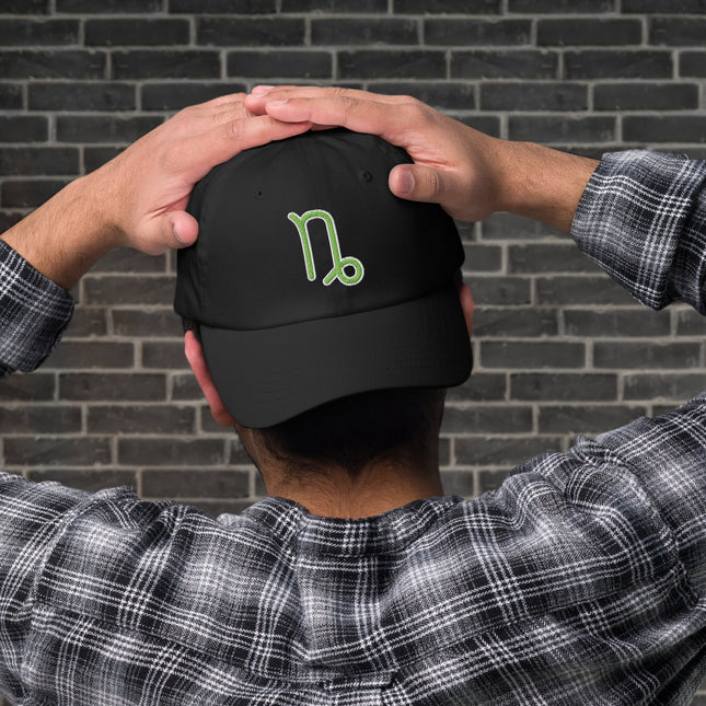 Capricorn Zodiac Symbol Embroidered Hat | Green Astrology Baseball Cap