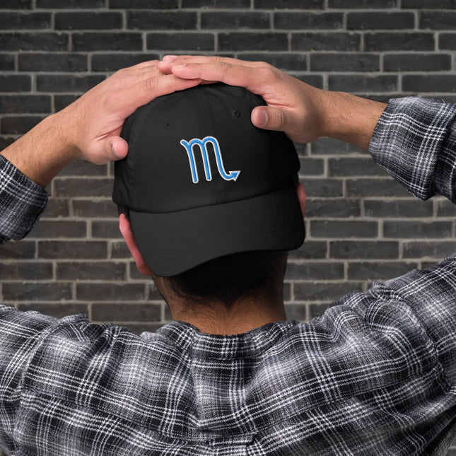 Scorpio Zodiac Sign Embroidered Baseball Cap | Blue Horoscope Symbol Hat