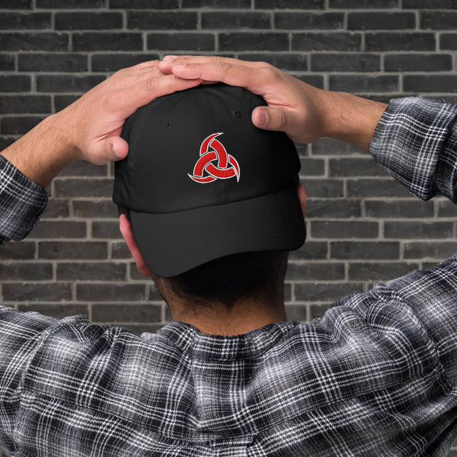 Red Norse Odin's Horns Embroidered Dad Hat | Viking Symbol Cotton Cap