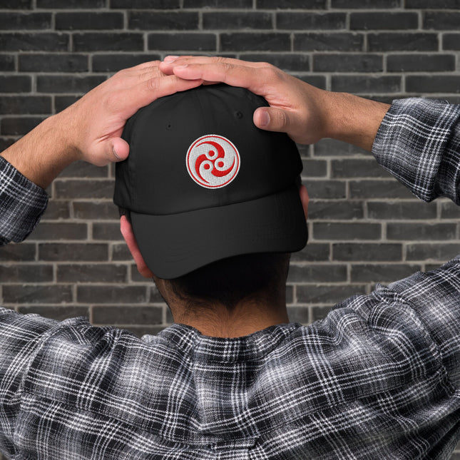 Red Tomoe Mitsudomoe Symbol Hat | Japanese Embroidered Baseball Cap